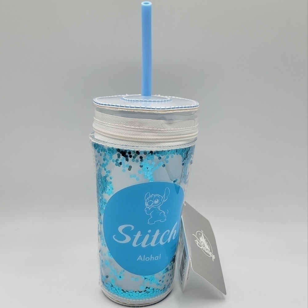 Disney Stitch Pencil Pouch tumbler w straw accessory case